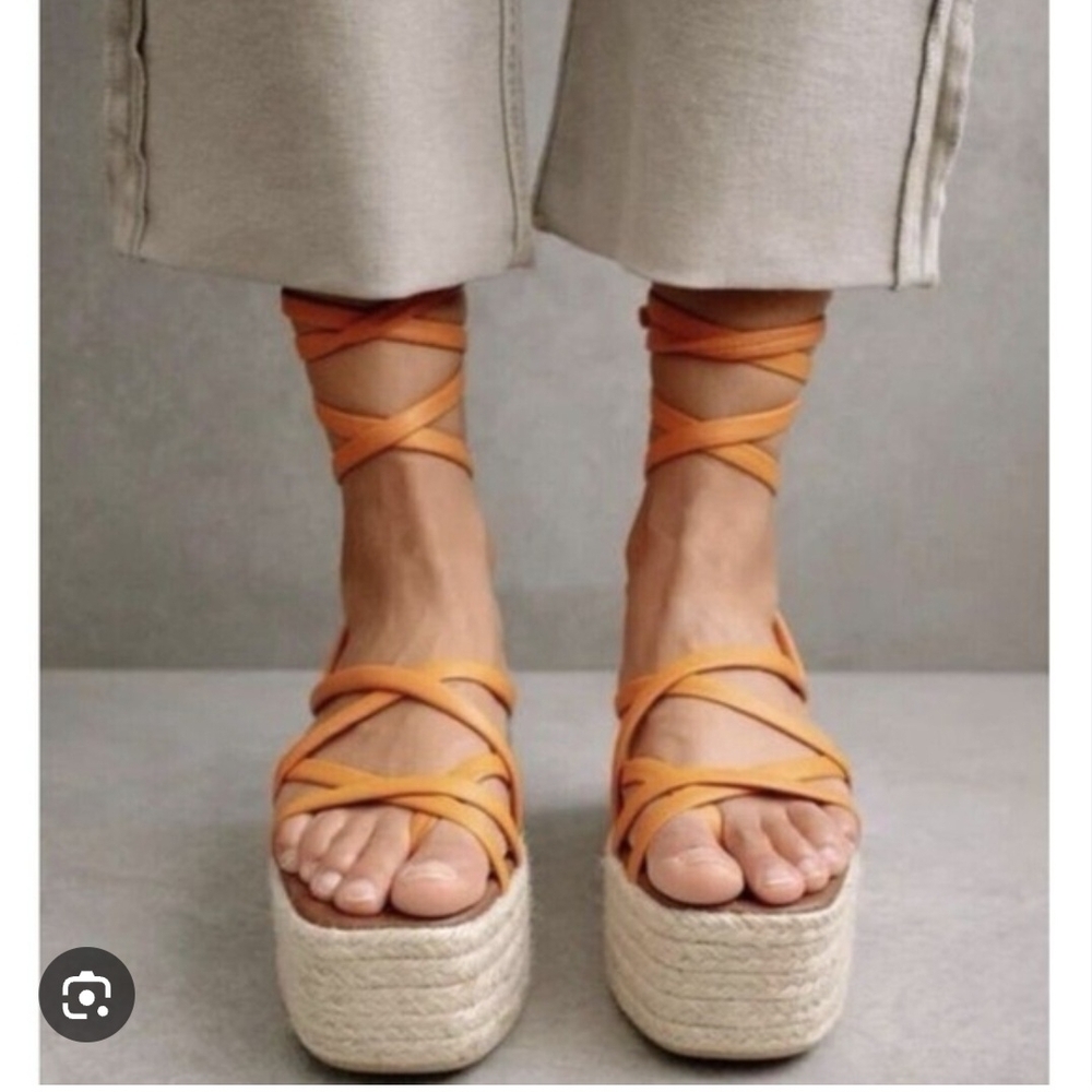 ALOHAS Paw Paw Spritz Orange Espadrille Flatform Sandals. NWT. Size 41 - Picture 7 of 7